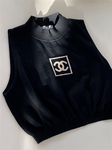 crop top chanel|chanel vintage crop top.